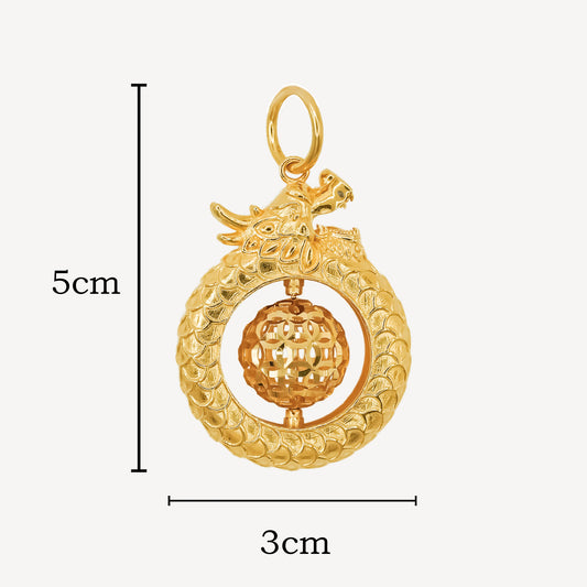 916 Gold Dragon Ball Pendant