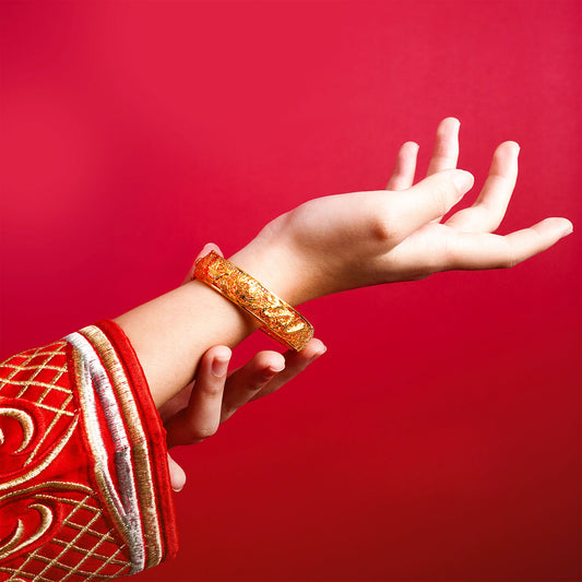 916 Gold Dragon Phoenix Wedding Bangle