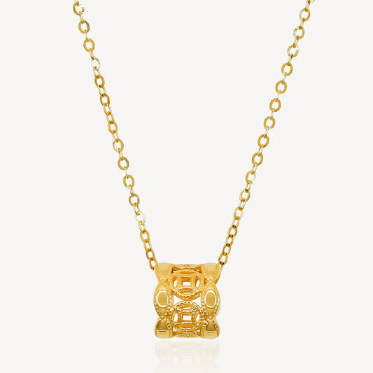 916 Gold Drum Coin Necklace