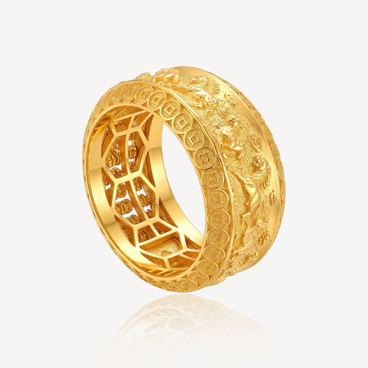 916 Gold Eight Horse Abacus Ring (Rotate)