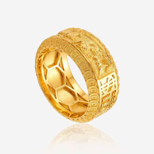 916 Gold Eight Horse Abacus Ring (Rotate)
