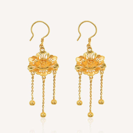 999 Gold Flower Earring