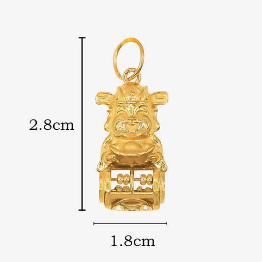916 Gold Fortune God Abacus Pendant