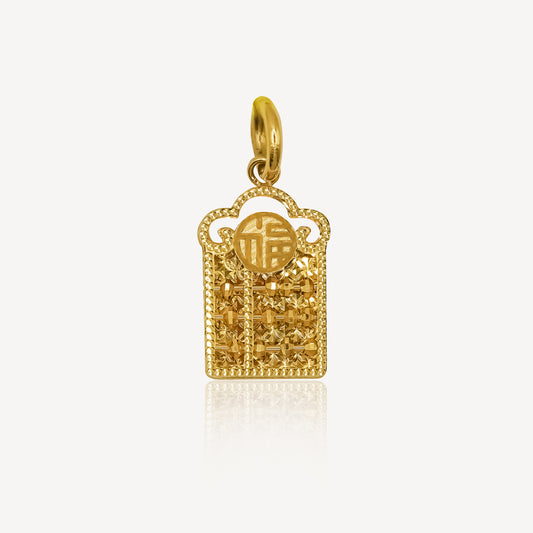 916 Gold Fu Abacus Pendant