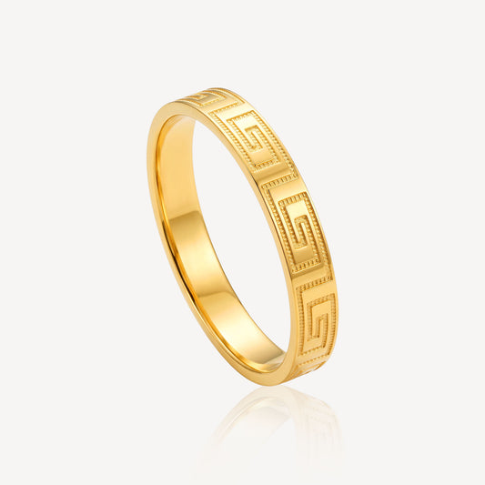 916 Gold Full Maze Ring
