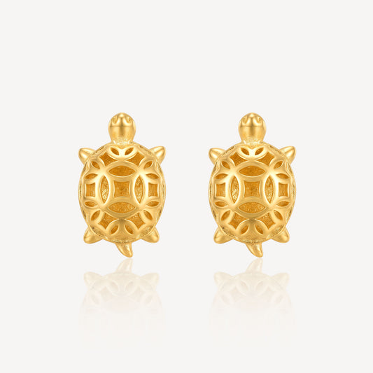 916 Gold Golden Turtle Earring