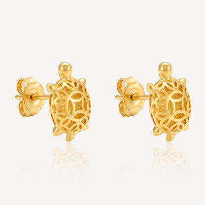916 Gold Golden Turtle Earring