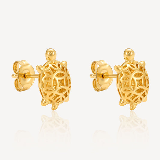 916 Gold Golden Turtle Earring