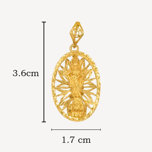 916 Gold Guan Yin Pendant