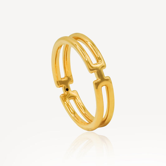 999 Gold H Letter Ring