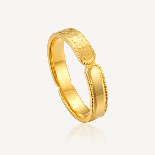 916 Gold Half Plain Comb Ring