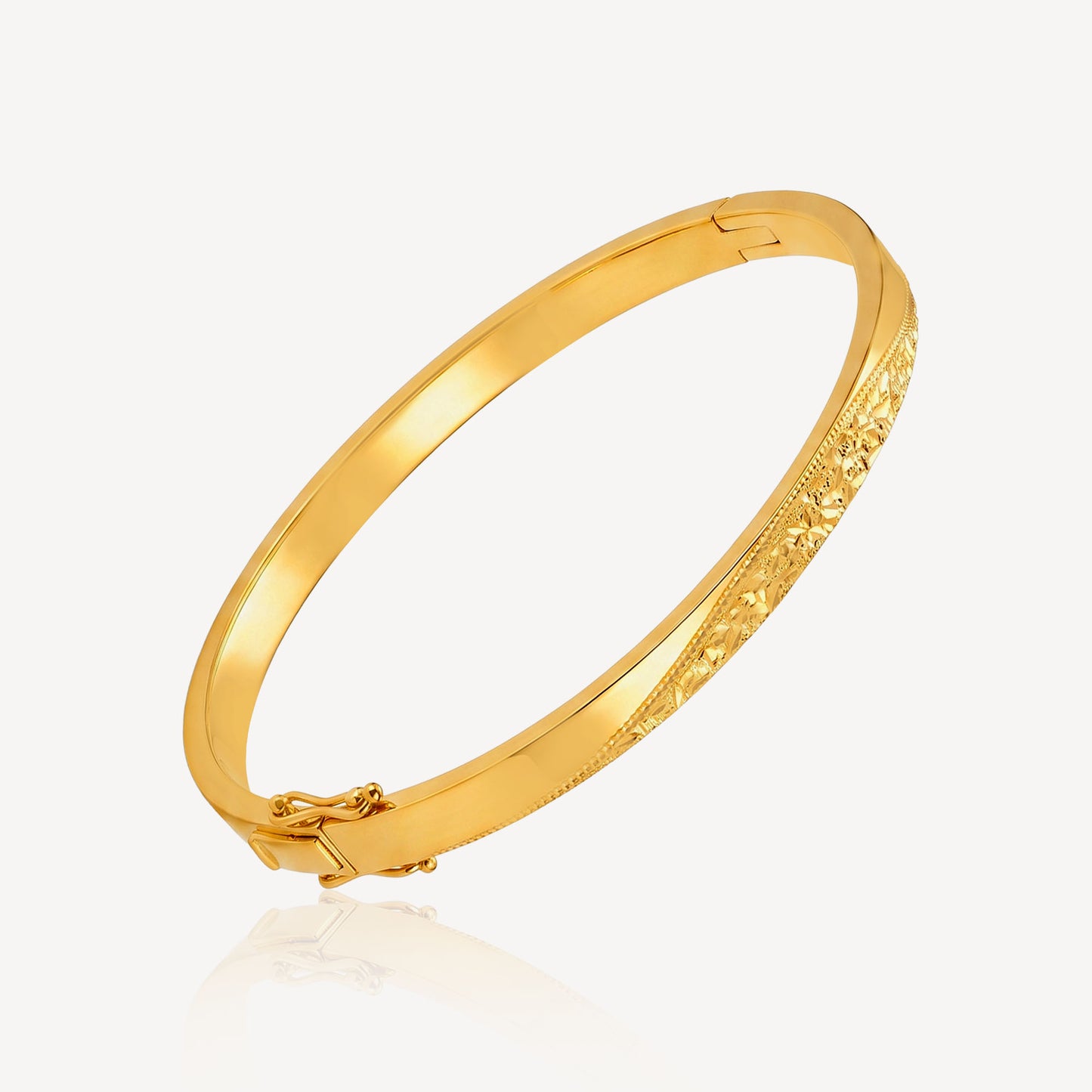 916 Gold Half Wave Crush Bangle