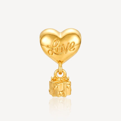 916 Gold Heart Balloon Charm (FREE SHINY STRING)
