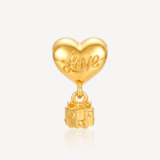 916 Gold Heart Balloon Charm (FREE SHINY STRING)