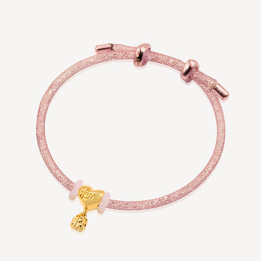 916 Gold Heart Balloon Charm (FREE SHINY STRING)