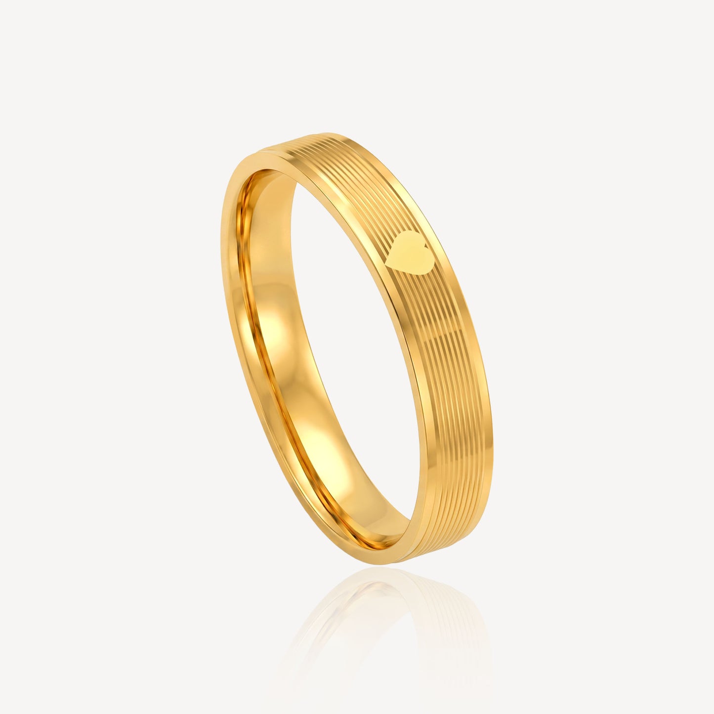 916 Gold Heart Pattern Textured Ring