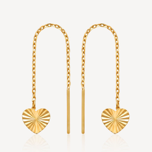 916 Gold Heart String Earring
