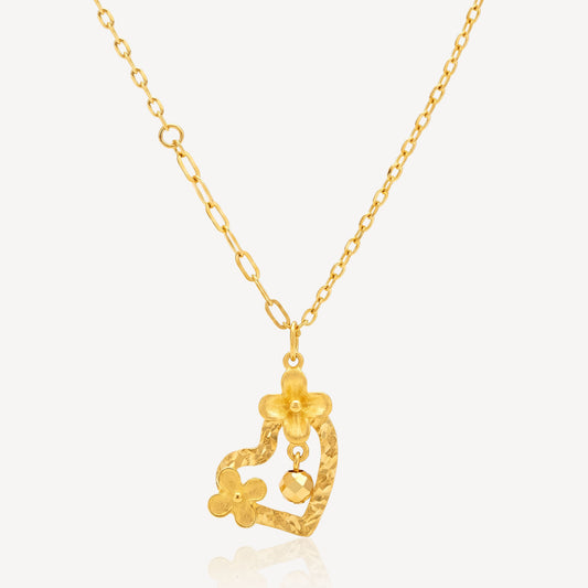 916 Gold Heart Flower Necklace