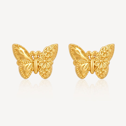 916 Gold Hollow Butterfly Earring
