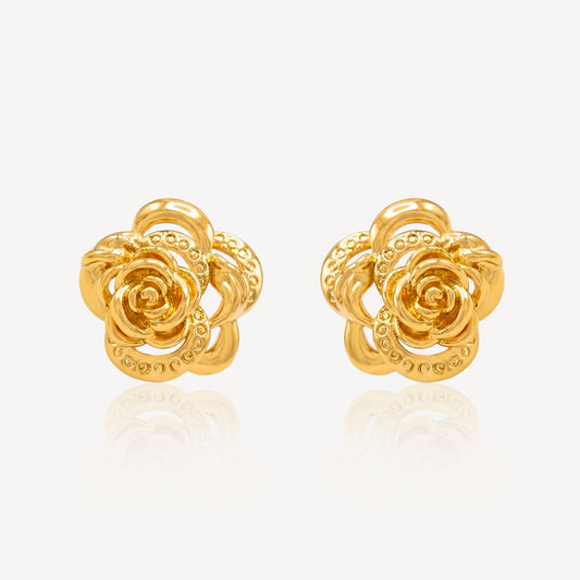916 Gold Hollow Camellia Earring