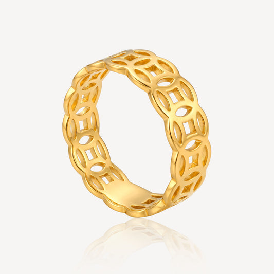 916 Gold Hollow Coin Ring