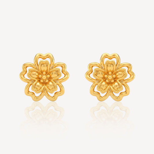 916 Gold Hollow Flower Earring