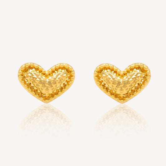 916 Gold Hollow Heart Earring