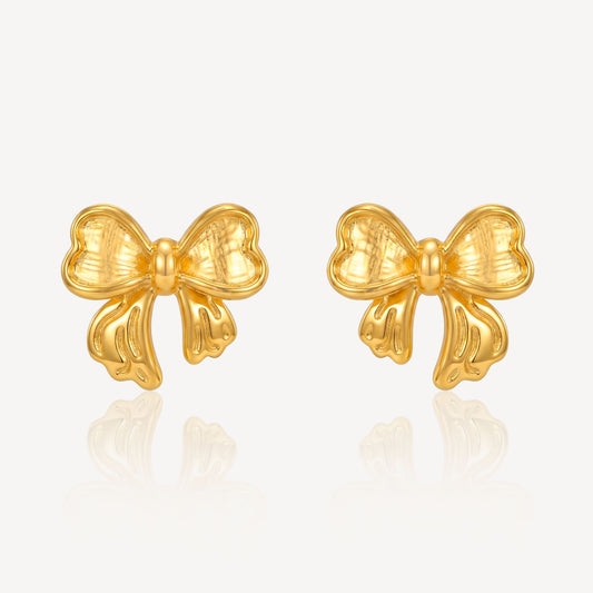 916 Gold Hollow Ribbon Earring