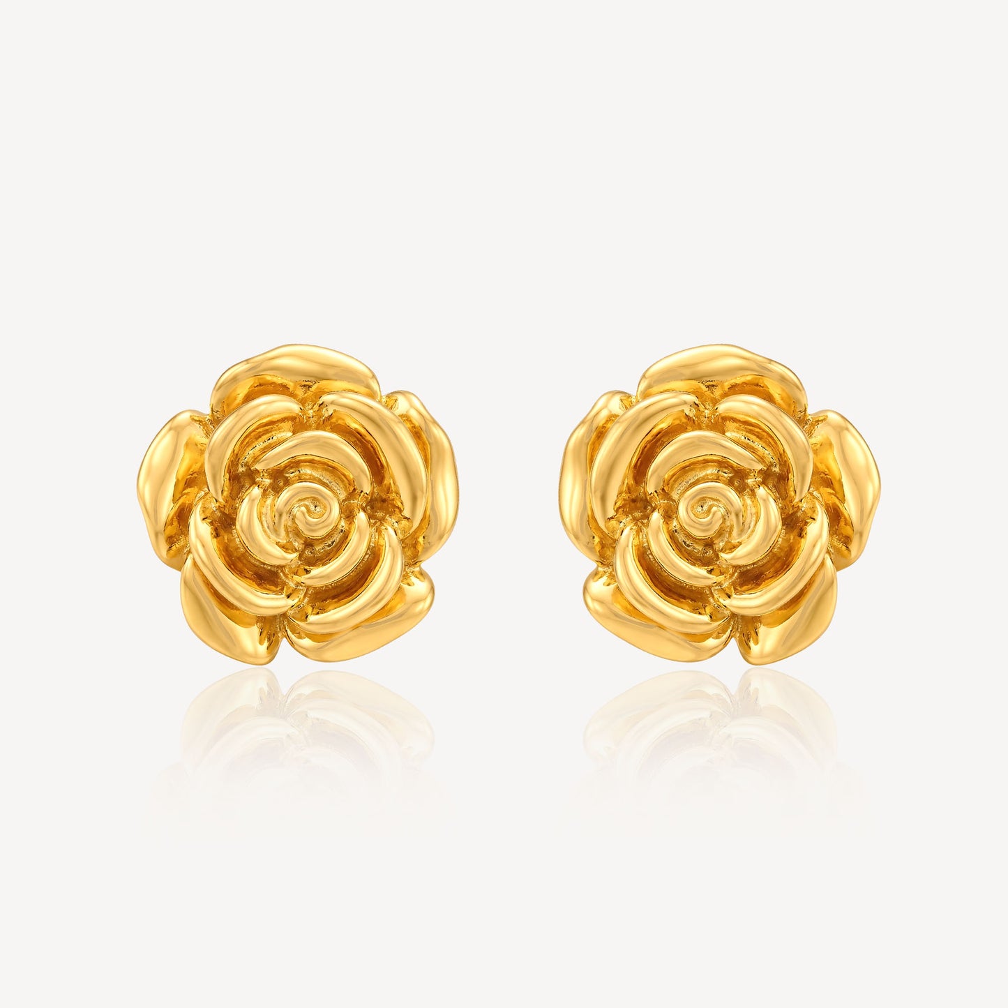 916 Gold Hollow Rose Earring