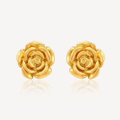 916 Gold Hollow Rose Earring