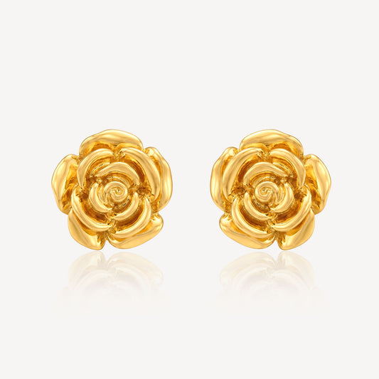 916 Gold Hollow Rose Earring