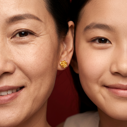 916 Gold Hollow Rose Earring