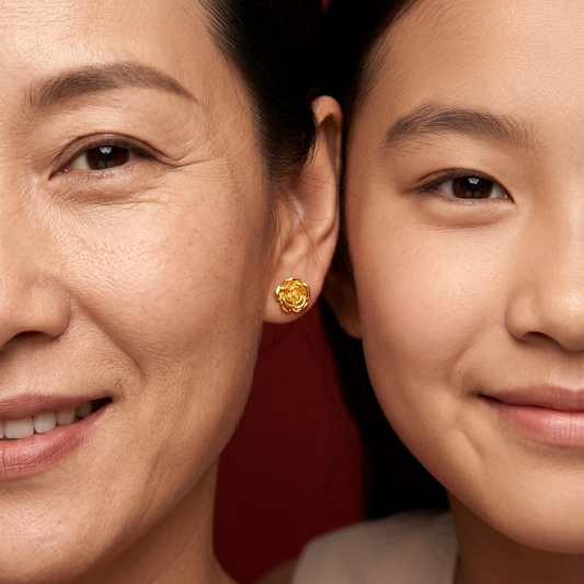 916 Gold Hollow Rose Earring