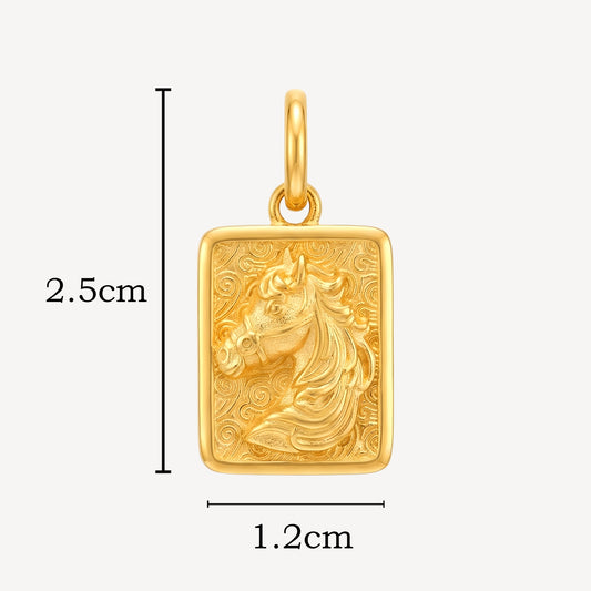 916 Gold Knight Horse Pendant (Big)