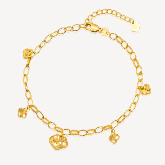 916 Gold Lock,4leaf Link Bracelet