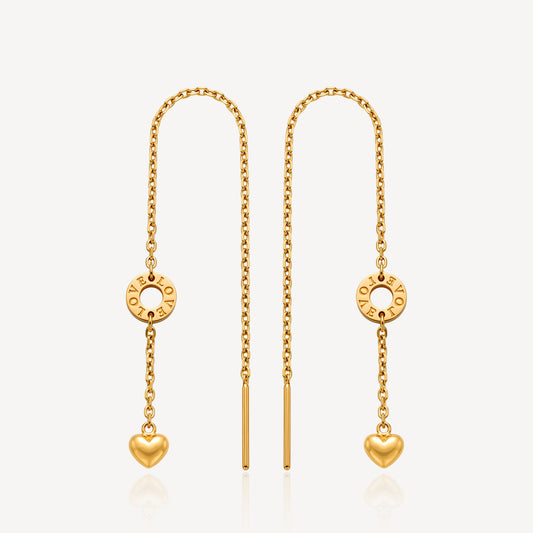 916 Gold Love Circle String Earring