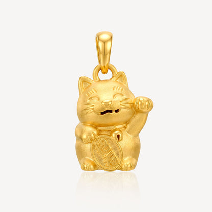 916 Gold Lucky Cat Pendant