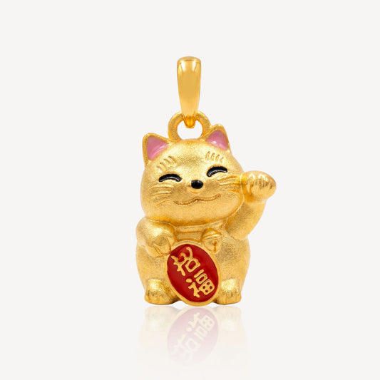 916 Gold Lucky Cat Charm (1)