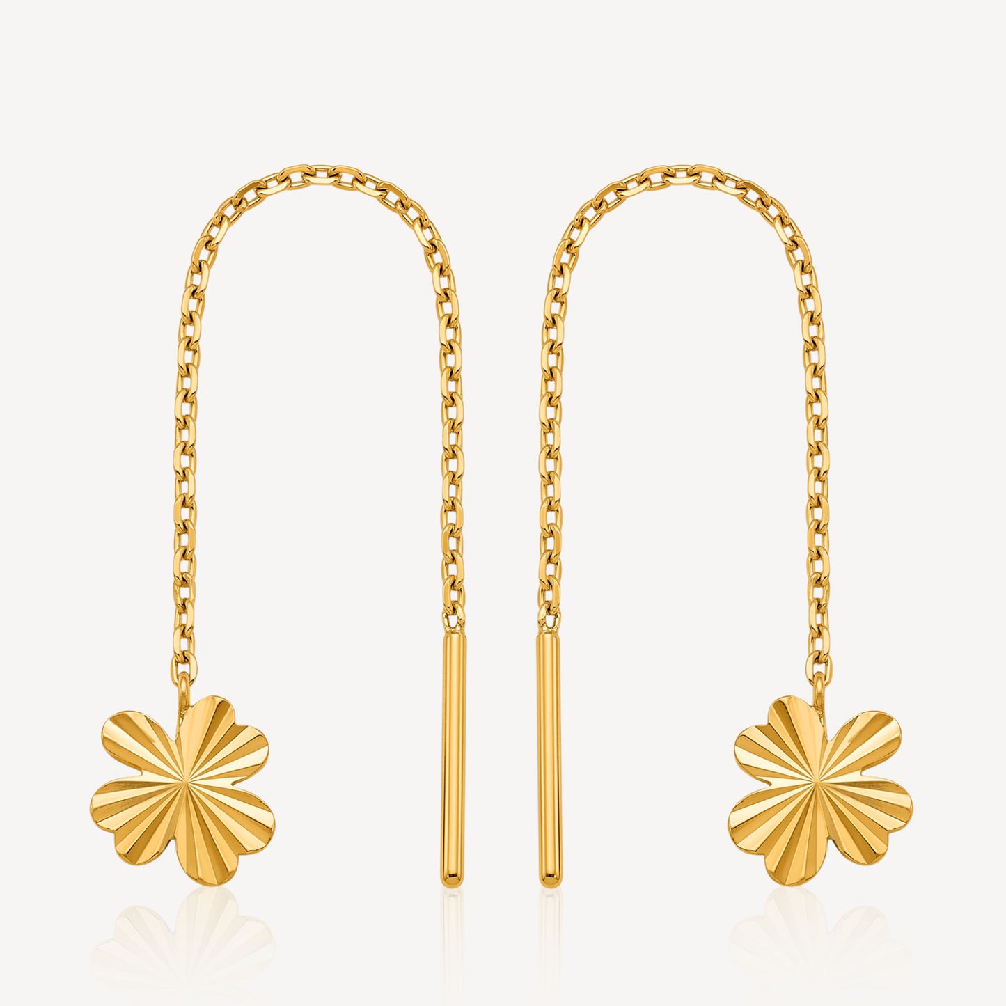 916 Gold Lucky Flower String Earring
