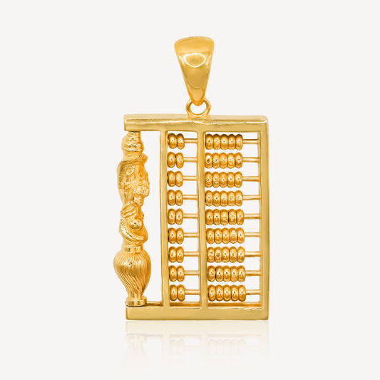916 Gold DragonBrush Abacus Pendant