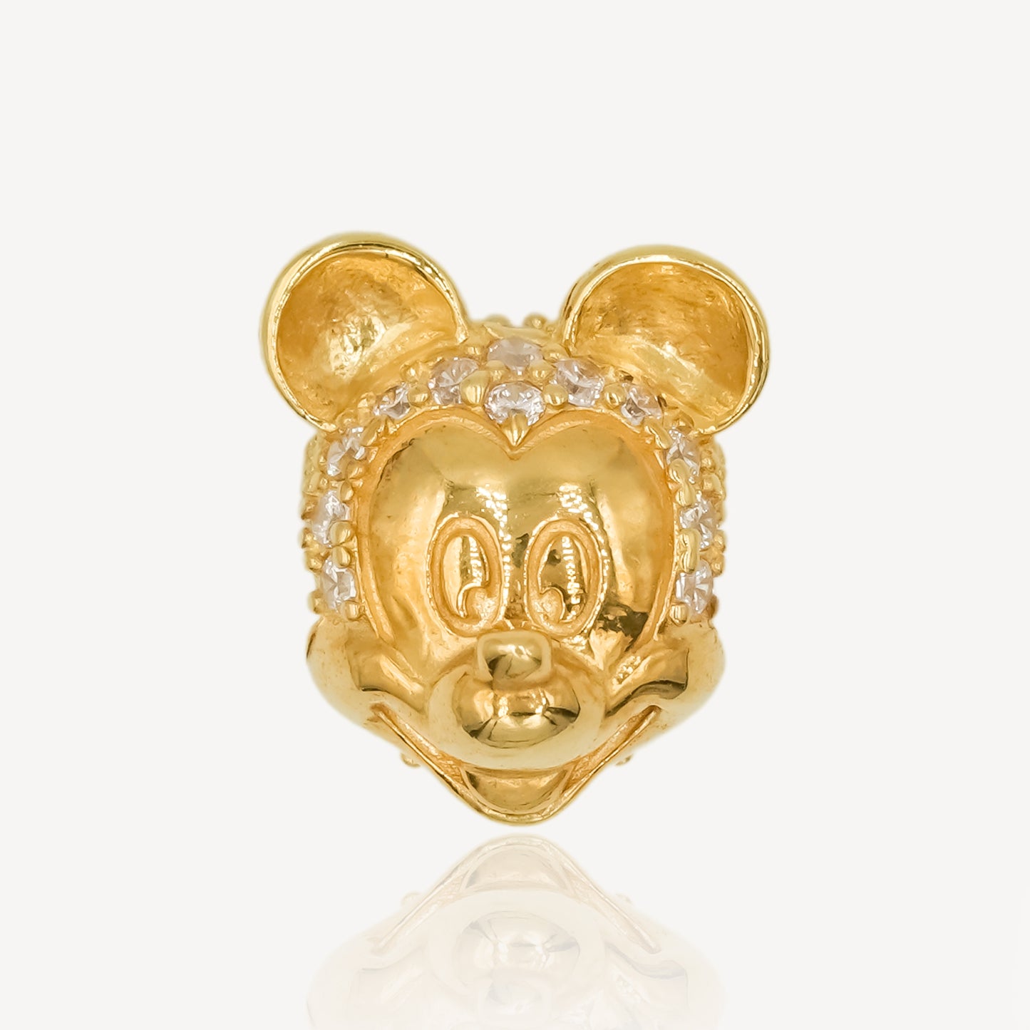 916 Gold M Mouse Head Charm