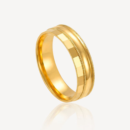916 Gold Milgrain Band Ring - Top Gold Shop Gold Jewellery in singapore