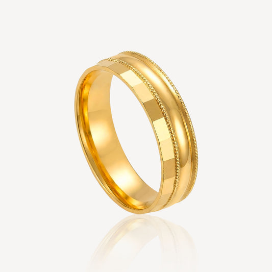 916 Gold Milgrain Band Ring