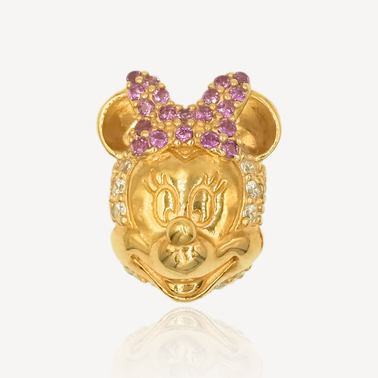 916 Gold M Mouse Head Charm