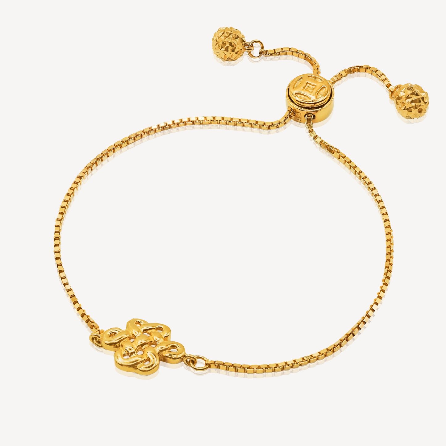 916 Gold Chinese Knot Bracelet (Push Pull)