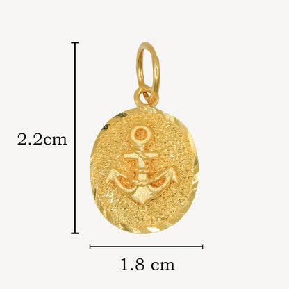 916 Gold Oval Anchor Pendant - Top Gold Shop Gold Jewellery in singapore