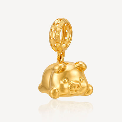 916 Gold Piggy Charm