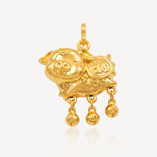 916 Gold Piggy Charm