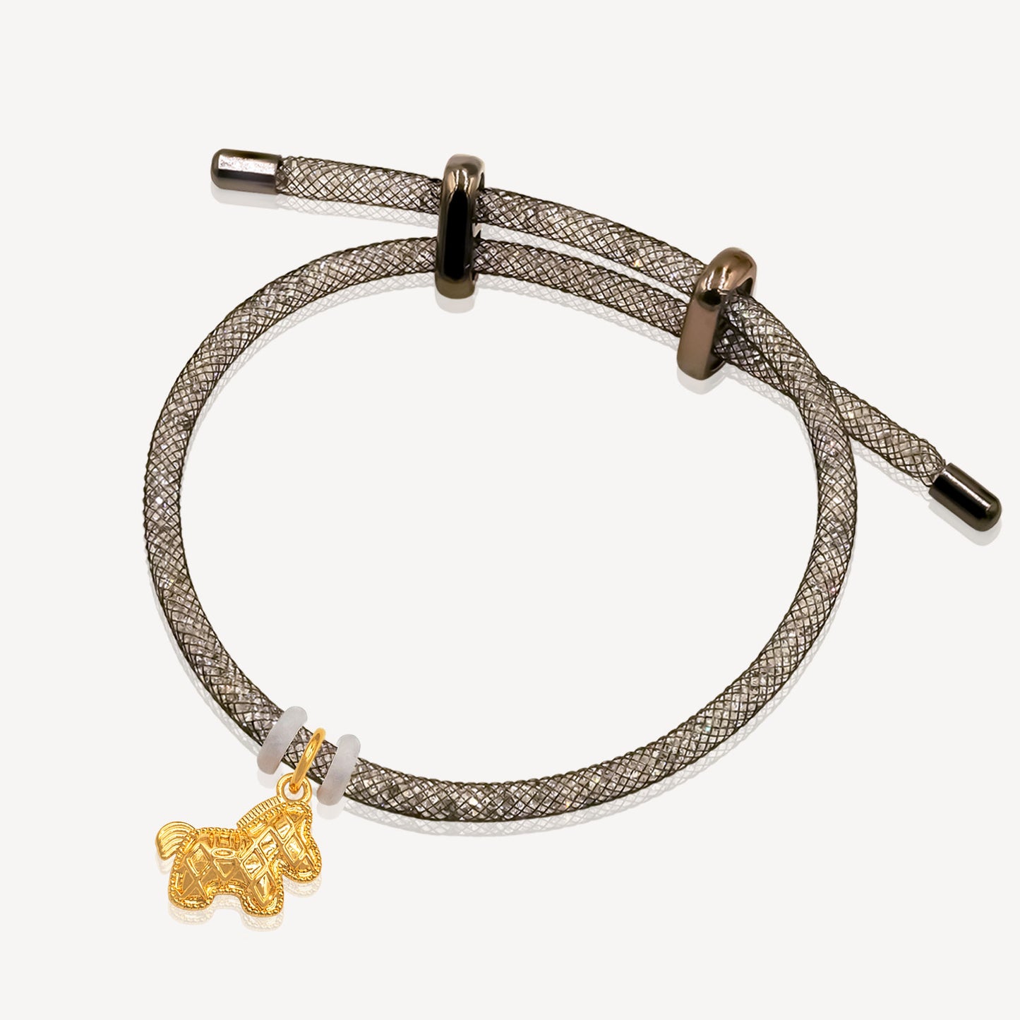 916 Gold Plaid Horse Charm (FREE SHINY STRING)