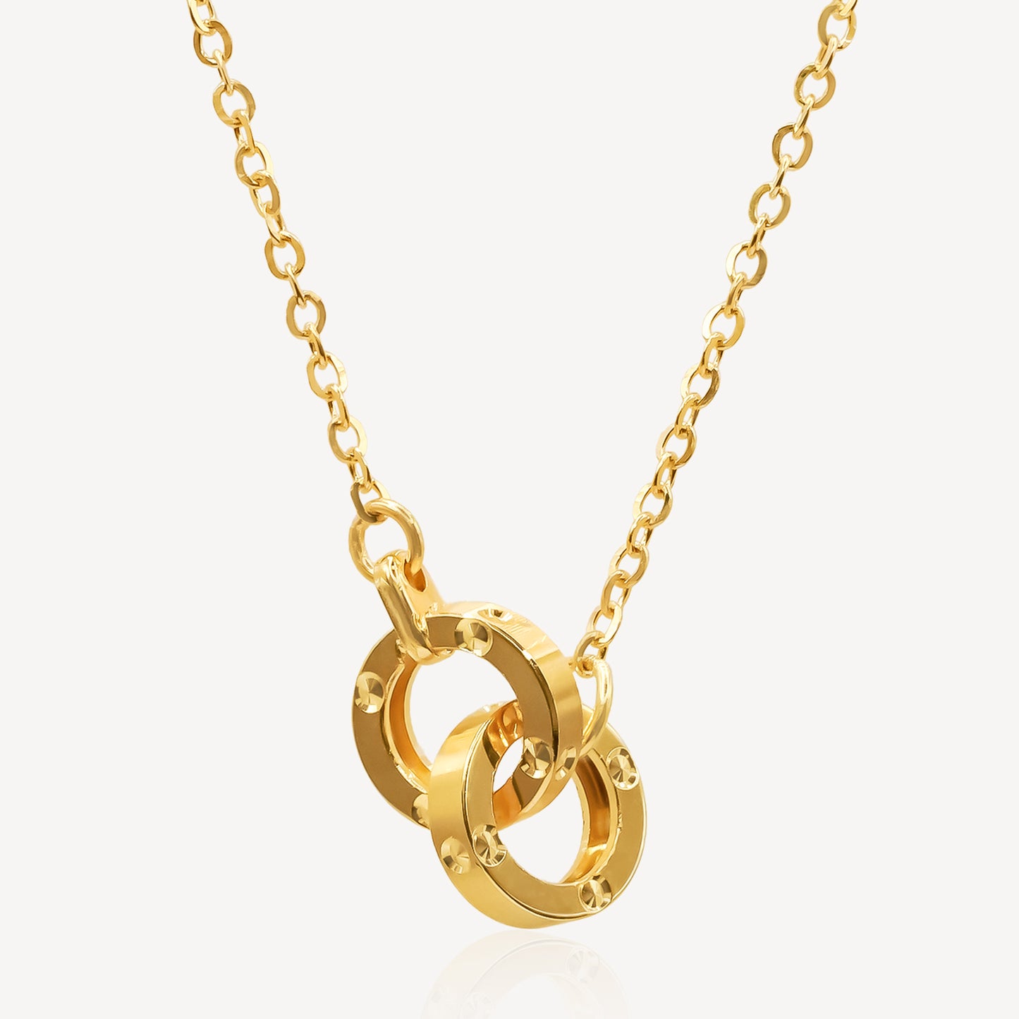 999 Gold Double Circle Necklace